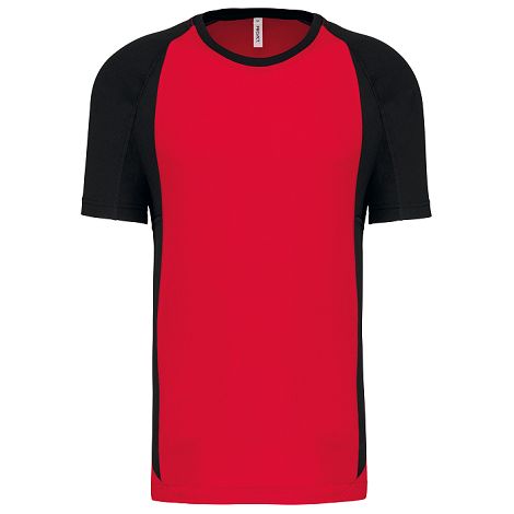  T-shirt de sport bicolore manches courtes unisexe