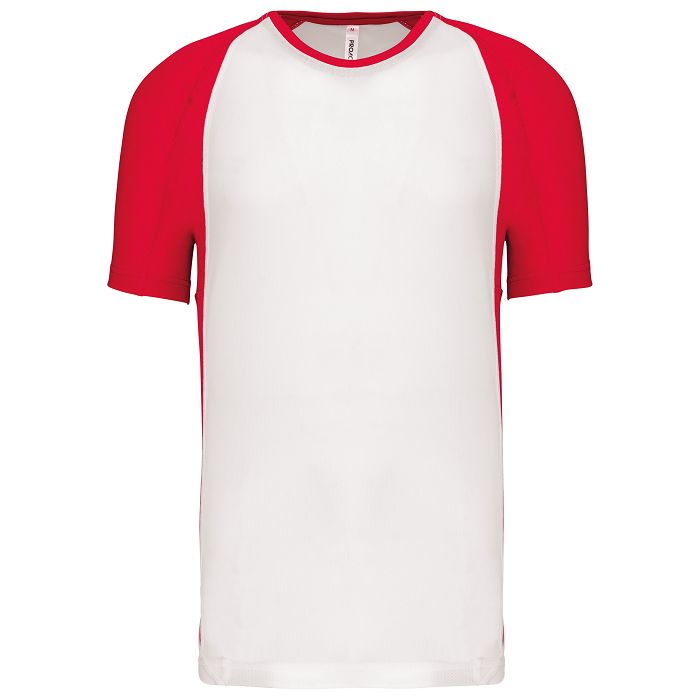  T-shirt de sport bicolore manches courtes unisexe