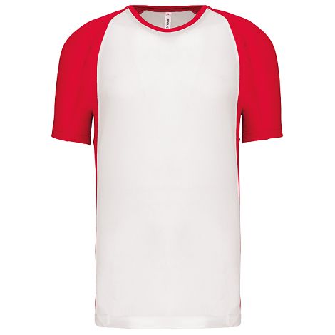  T-shirt de sport bicolore manches courtes unisexe