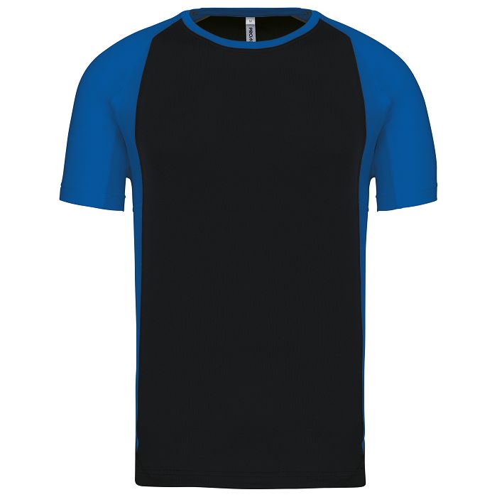  T-shirt de sport bicolore manches courtes unisexe