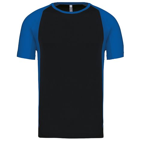  T-shirt de sport bicolore manches courtes unisexe