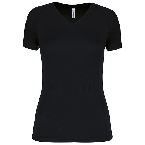  T-shirt de sport manches courtes col v femme