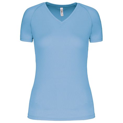  T-shirt de sport manches courtes col v femme