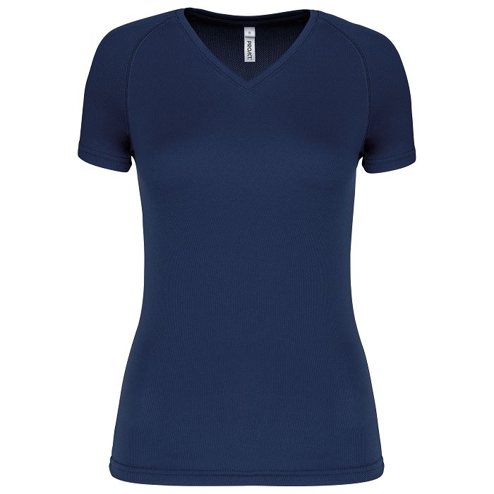  T-shirt de sport manches courtes col v femme