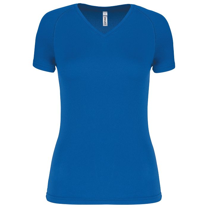  T-shirt de sport manches courtes col v femme