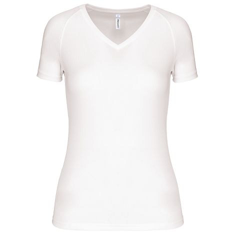  T-shirt de sport manches courtes col v femme