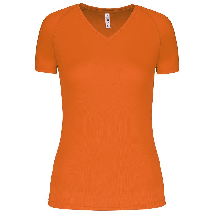  T-shirt de sport manches courtes col v femme