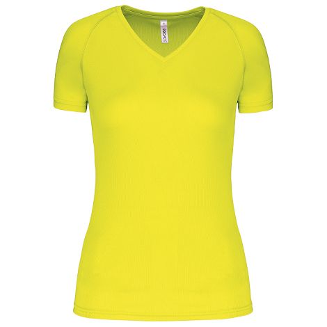  T-shirt de sport manches courtes col v femme