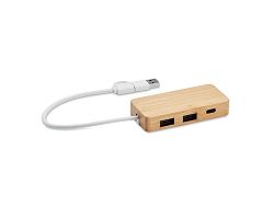 Hub USB 3 ports en bambou