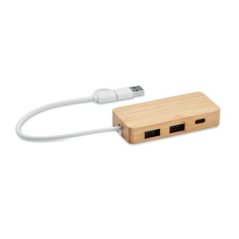  Hub USB 3 ports en bambou