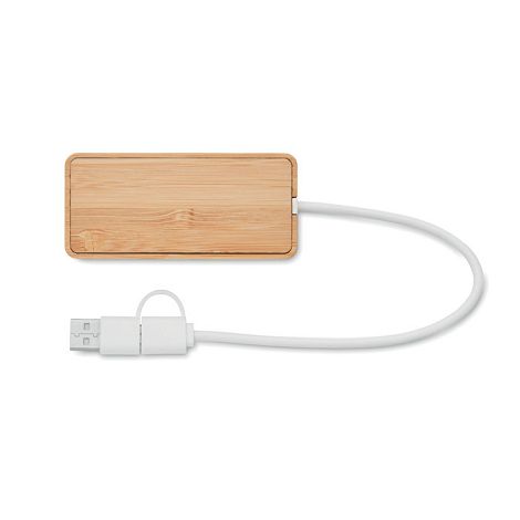  Hub USB 3 ports en bambou