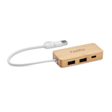  Hub USB 3 ports en bambou