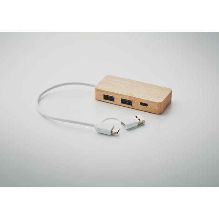  Hub USB 3 ports en bambou