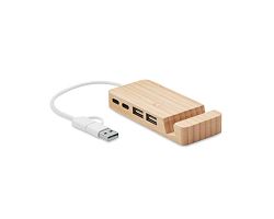 Hub USB 4 ports en bambou