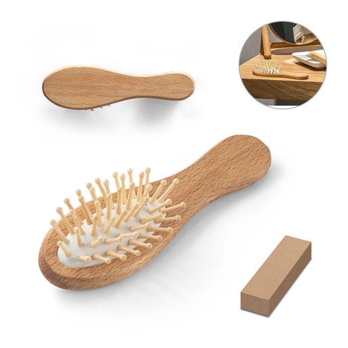  Brosse à cheveux en bois avec dents en bambou