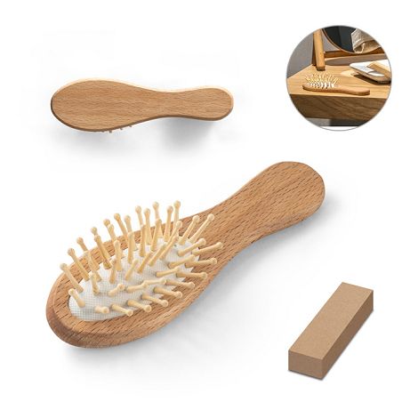  Brosse à cheveux en bois avec dents en bambou