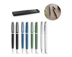 Set rollet et stylo bille avec corps en aluminium 100% recyclé