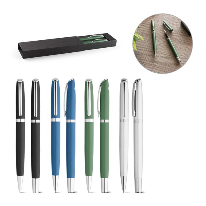  Set rollet et stylo bille avec corps en aluminium 100% recyclé