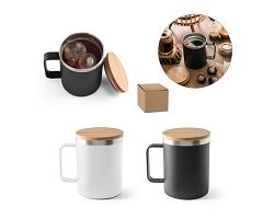 Mug en acier inoxydable recyclé à 90% avec couvercle en bambou