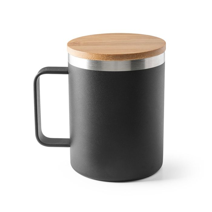  Mug en acier inoxydable recyclé à 90% avec couvercle en bambou