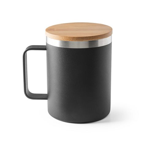  Mug en acier inoxydable recyclé à 90% avec couvercle en bambou