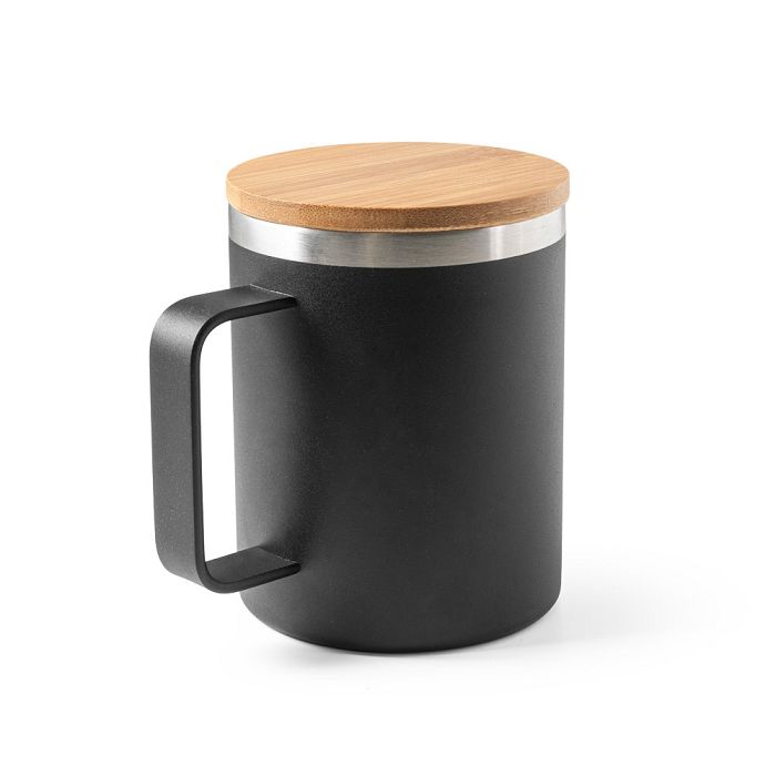  Mug en acier inoxydable recyclé à 90% avec couvercle en bambou