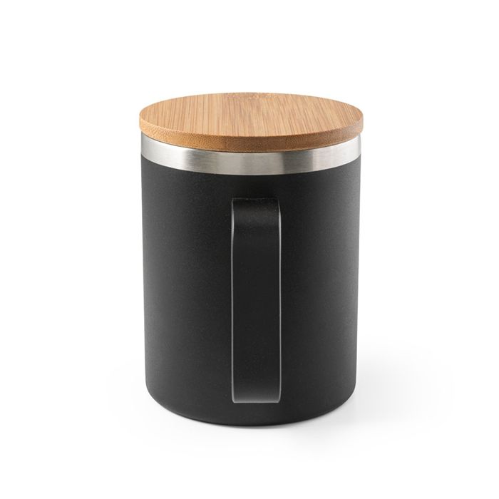  Mug en acier inoxydable recyclé à 90% avec couvercle en bambou