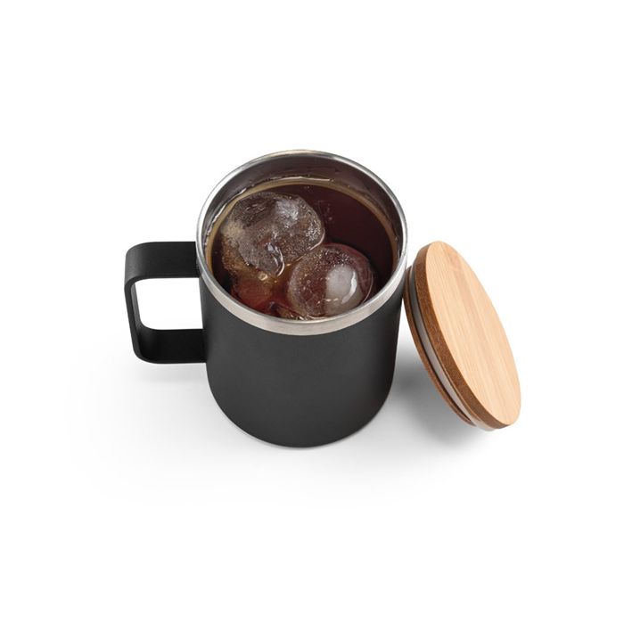  Mug en acier inoxydable recyclé à 90% avec couvercle en bambou