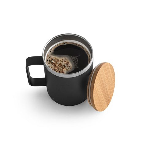  Mug en acier inoxydable recyclé à 90% avec couvercle en bambou