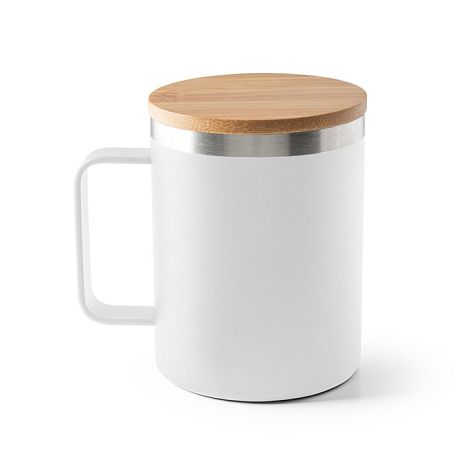  Mug en acier inoxydable recyclé à 90% avec couvercle en bambou