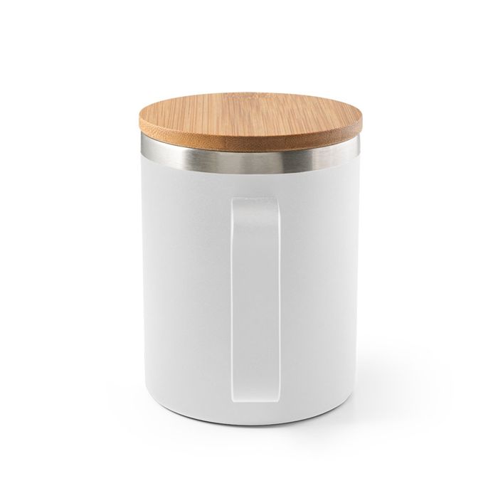  Mug en acier inoxydable recyclé à 90% avec couvercle en bambou