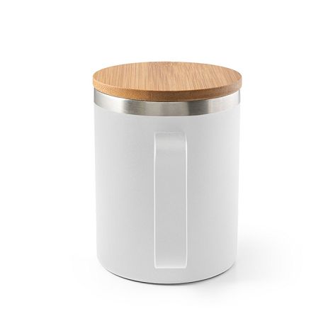  Mug en acier inoxydable recyclé à 90% avec couvercle en bambou