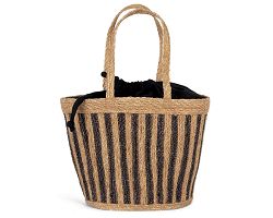 Sac panier rayé en jonc de mer