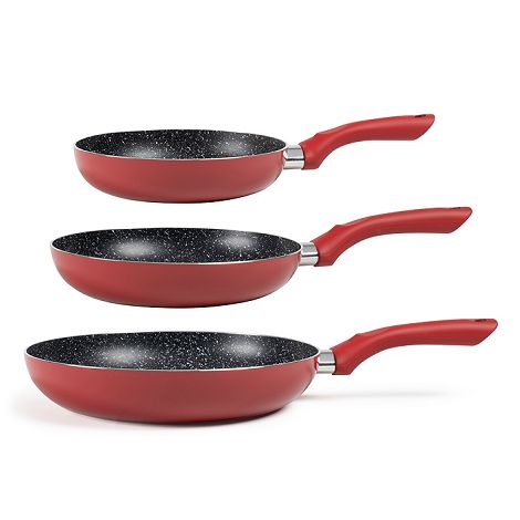 Set de 3 poêles aspect pierre - Rouge chili