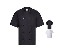 Veste de cuisine à manches courtes en popeline (110g/m²), en coto