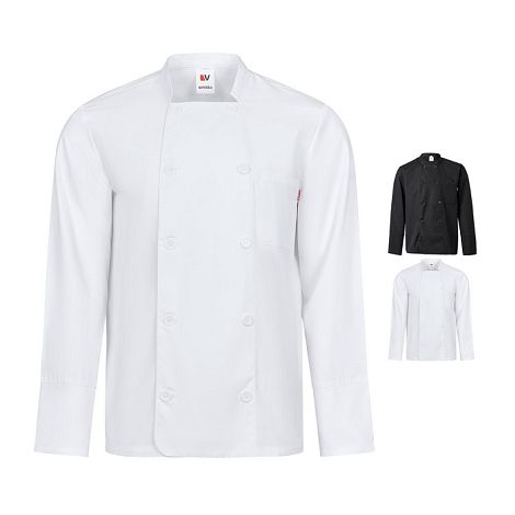 Veste de cuisine à manches longues (175g/m²), en coton (35%) et p
