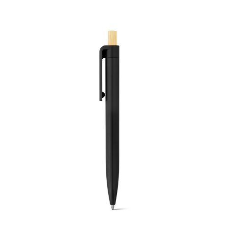  Stylo à bille en ABS recyclé (100% rABS) avec bouton en bambou