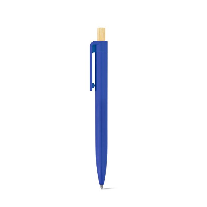  Stylo à bille en ABS recyclé (100% rABS) avec bouton en bambou