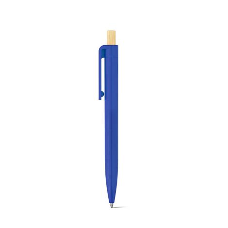  Stylo à bille en ABS recyclé (100% rABS) avec bouton en bambou