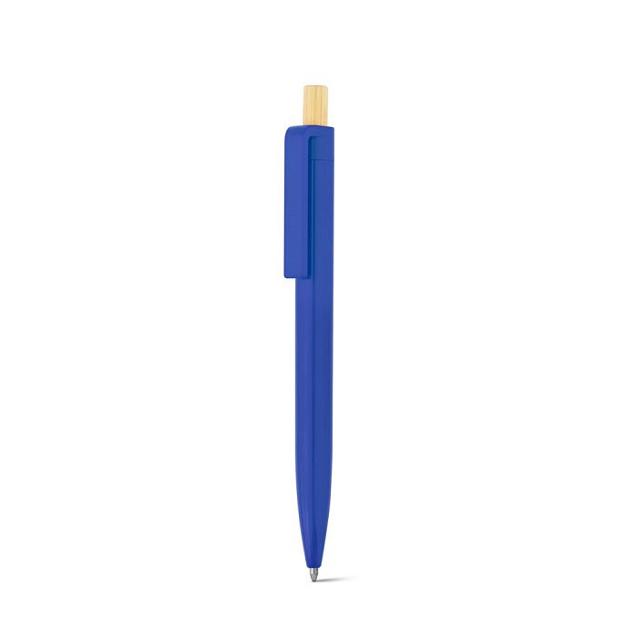  Stylo à bille en ABS recyclé (100% rABS) avec bouton en bambou