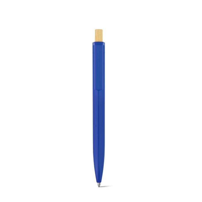  Stylo à bille en ABS recyclé (100% rABS) avec bouton en bambou