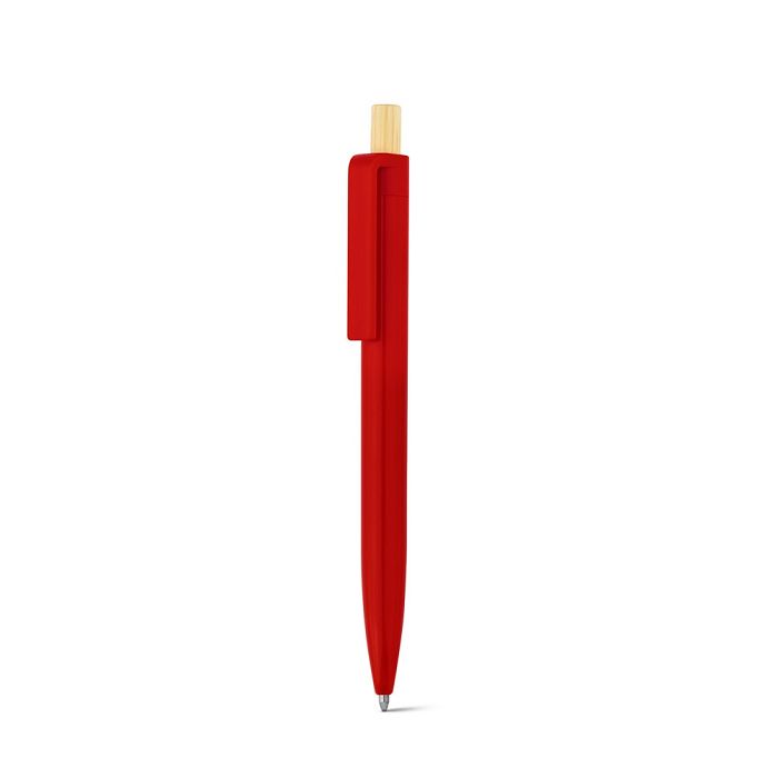  Stylo à bille en ABS recyclé (100% rABS) avec bouton en bambou