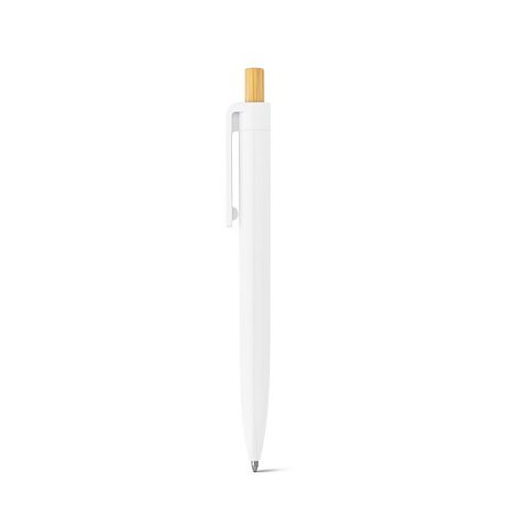  Stylo à bille en ABS recyclé (100% rABS) avec bouton en bambou