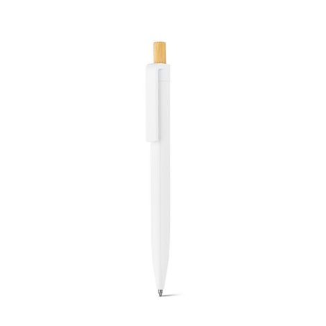  Stylo à bille en ABS recyclé (100% rABS) avec bouton en bambou