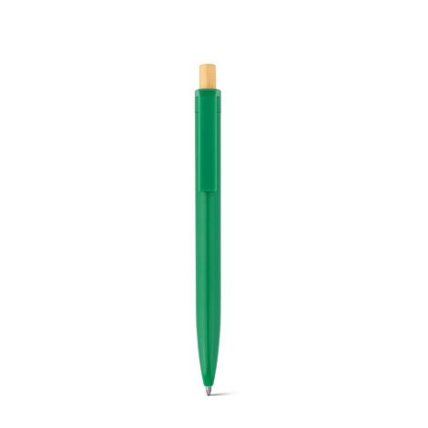  Stylo à bille en ABS recyclé (100% rABS) avec bouton en bambou