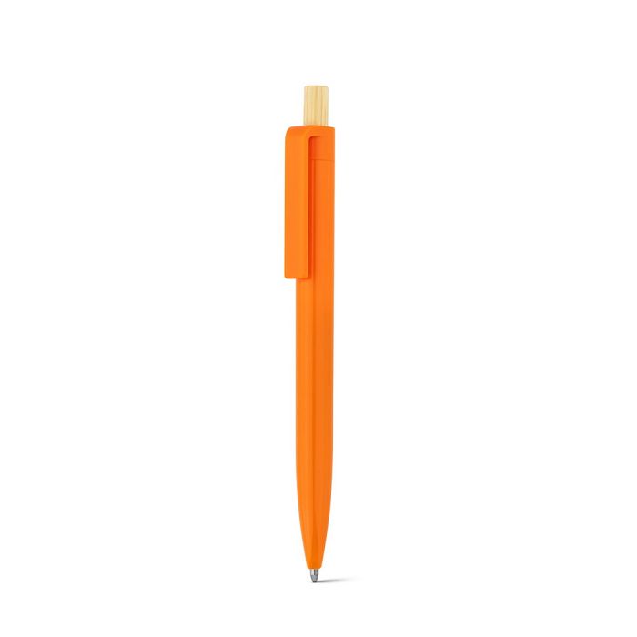  Stylo à bille en ABS recyclé (100% rABS) avec bouton en bambou