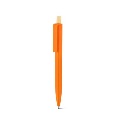 Stylo à bille en ABS recyclé (100% rABS) avec bouton en bambou