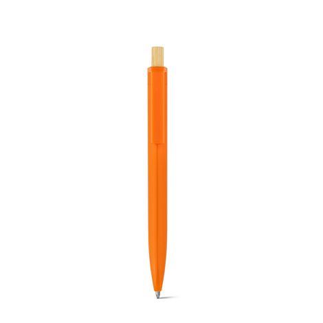  Stylo à bille en ABS recyclé (100% rABS) avec bouton en bambou