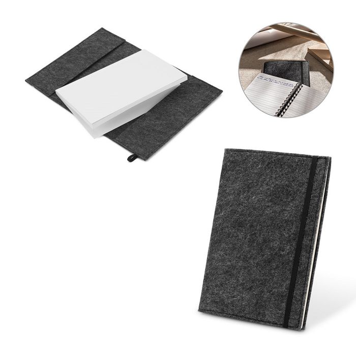  Bloc-notes A5 avec couverture en feutrine recycléee (100% rPET) e