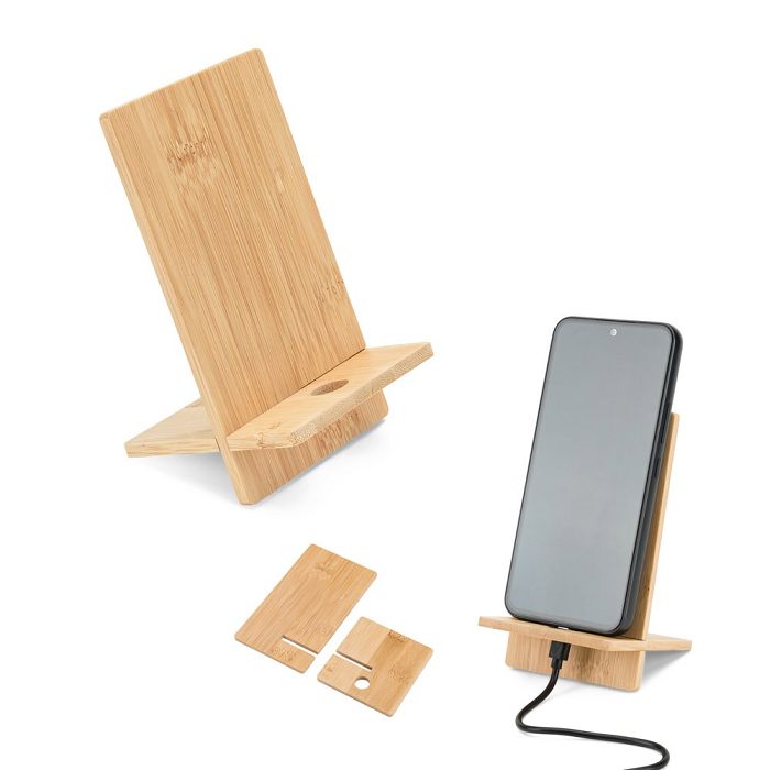  Support de téléphone portable en bambou, détachable en deux parti